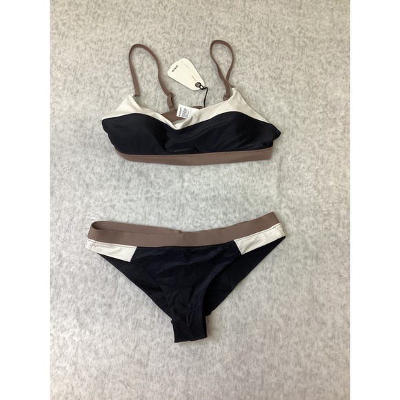 Prana Other - Prana Baja Bound Bikini Set Carob Colorblock Adjustable Top Cheeky Bottom M NEW